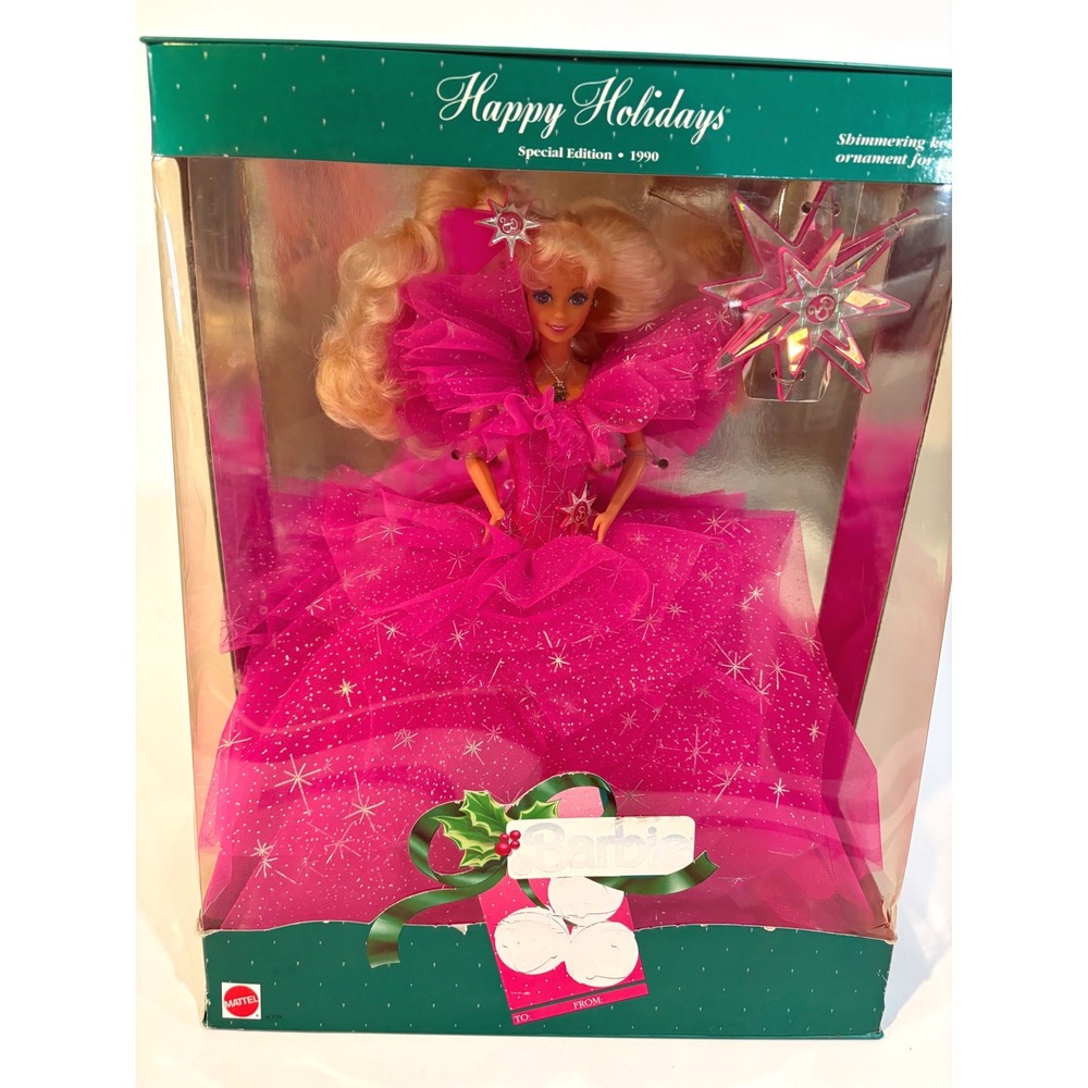 Mattel Happy Holidays Barbie 1990 Special Edition Pink Gown Vintage 4098 NIB
